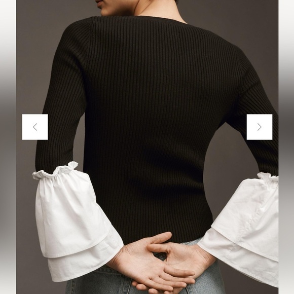 Anthropologie Maeve Bell‎ Sleeve Sweater Black Small - Picture 4 of 9